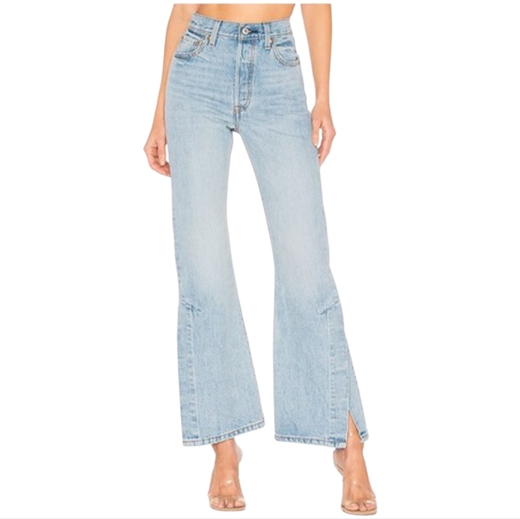Levi’s Premium Ribcage Split Flare Jeans W27 L30 Big E Retro Y2K Boho Vintage - Picture 1 of 16